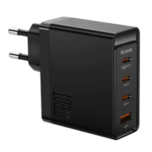 Wall charger McDodo GAN 3xUSB-C + USB, 100W + 2m cable (black)