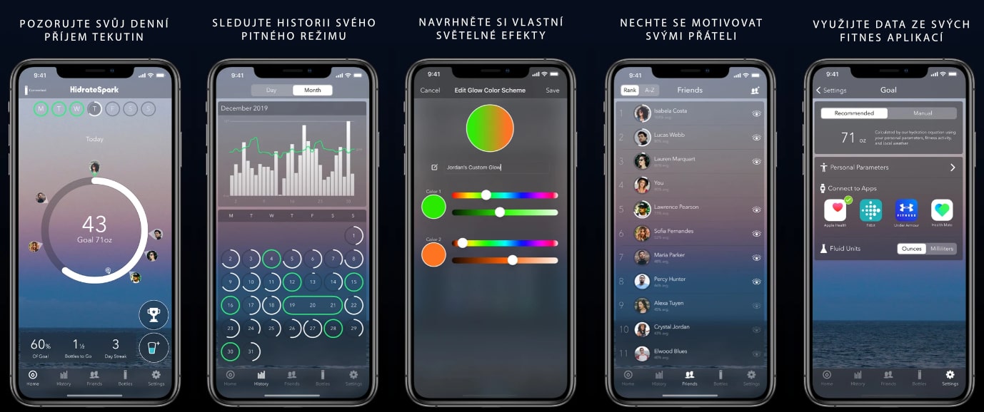 aplikace pro sledování pitného režimu HidrateSpark